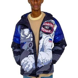 🔥MEMBERS ONLY :Men's Astronaut Graphic Jacket - Black and Blue☄️